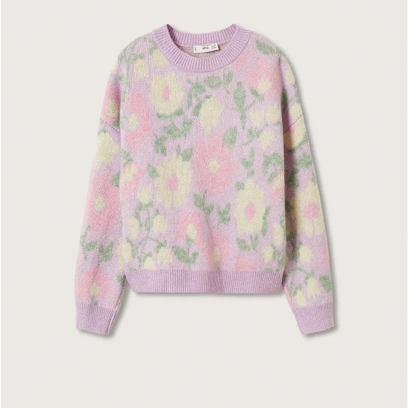Mango Floral Knit Pastel Sweater NWT Sz M - Picture 4 of 12